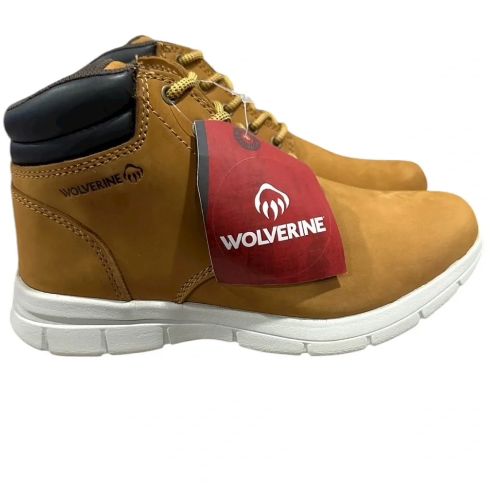 Men’s WOLVERINE KARLIN Chukka Wheat Leather Work Boots, Size 9EW. Brand New!
